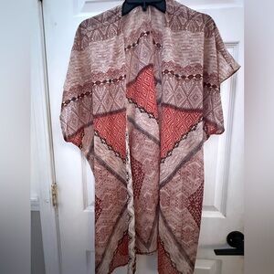 Maurices Geometric Red and Cream Cardigan